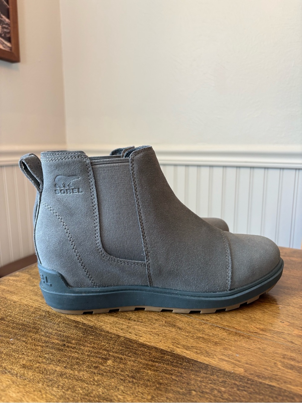 Sorel Gray Suede Chelsea Ankle Boots